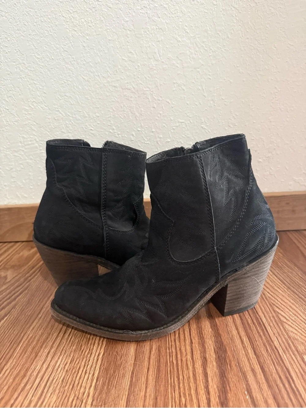 liberty Black Suede Western Ankle Booties